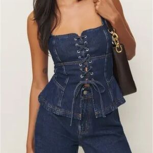 Reformation x Kacey Musgraves Dallas denim corset